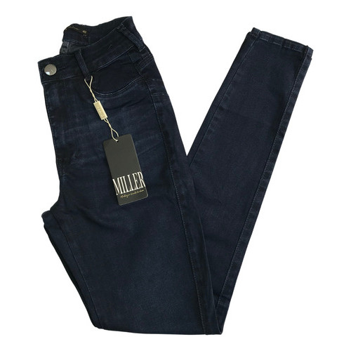 Calça Jeans Miller Lavagem Escura Barra Feita Empina Bumbum