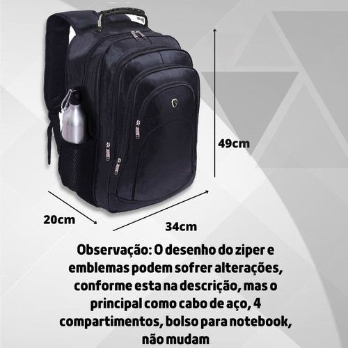 Mochila Masculina Impermeável Faculdade Alça De Aço Forte - Image 9