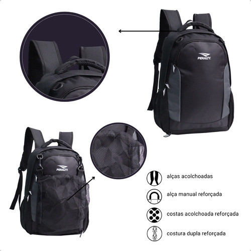 Mochila Penalty 5 Bolsos Compartimento Bola 20l Alça - Image 5