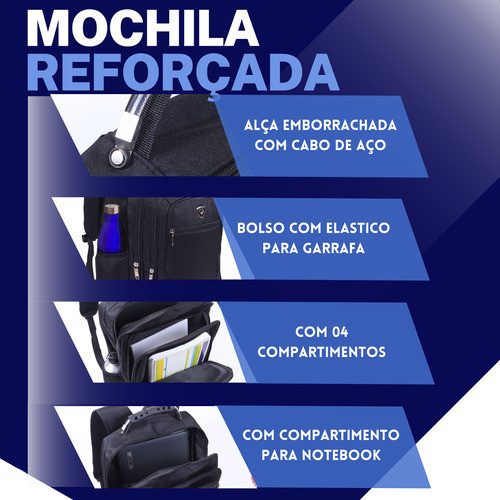 Mochila Masculina Impermeável Faculdade Alça De Aço Forte - Image 4